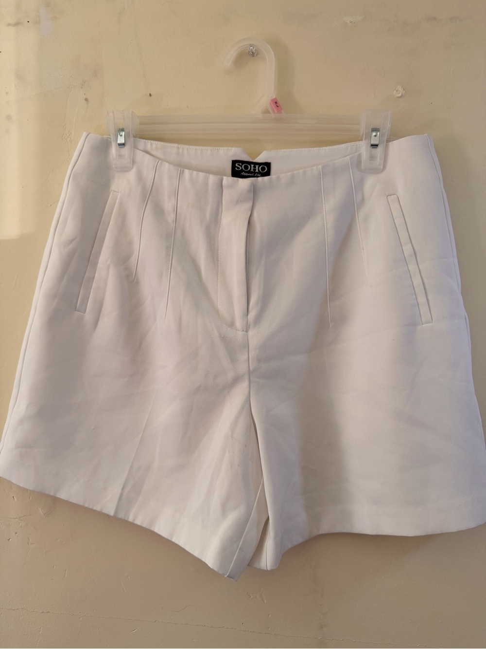 Soho White High-Rise Tailored Bermuda Shorts